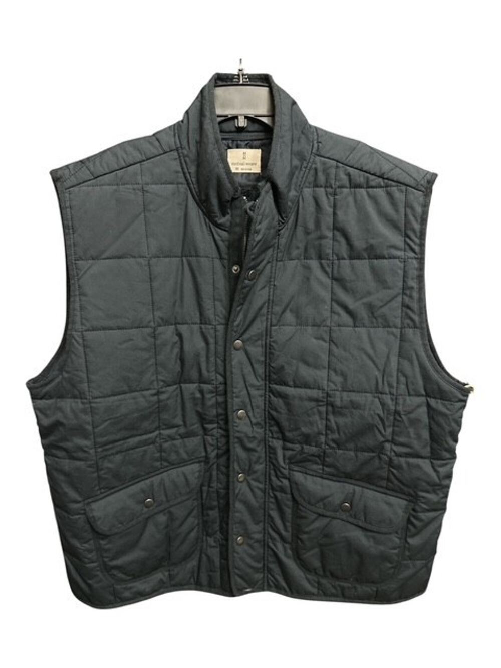 Mutual Weave Mens XXL Full Zip Snaps Quilt Vest Durable Denim Blue Snap Pockets